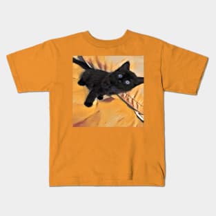 BLUE EYE CAT BLACK Kids T-Shirt